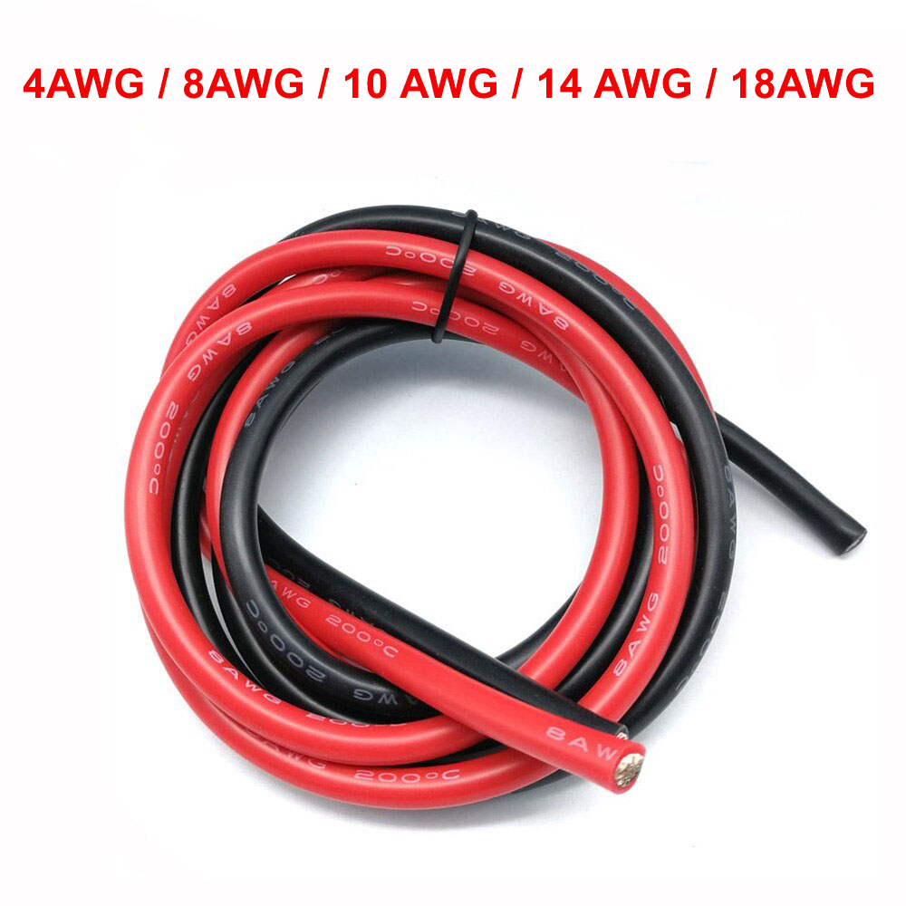 Silikonkabel flexibel Schwarz Rot 8 10 12 14 16 18 20 AWG Kupferkabel Silikonkabel flexibel Schwarz Rot 8 10 12 14 16 18 20 AWG Kupferkabel