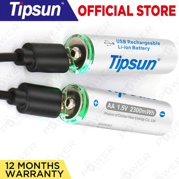 2 pcs Tipsun AA AAA 1800mAh/500mAh 1.5V Rechargeable Batteries Micro USB Fast Charging Lithium Ion