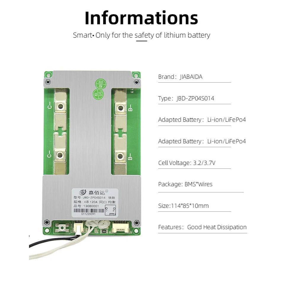 JBD BMS 12V 24V 48V 100A 150A 4s 8S 16S Lifepo4 Prismatic Battery mana ...