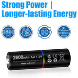 4 pcs Tipsun AA Rechargeable Batteries Ni-MH, 2600mAh High Capacity 1000 Cycle Charged Batteries