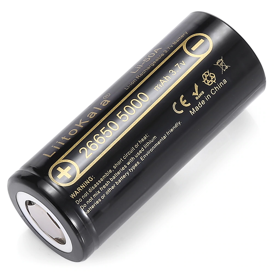 1 pc LiitoKala Lii-50A 26650 5000mAh Battery 3.7V Li-ion Rechargeable Battery for High discharge LED Flashlight Torch Light
