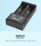 Liitokala Lii-C2 2A 2 Slot Smart Battery Charger 1.2V 3.7V 3.2V 3.85V AA AAA 18650 21700 lithium ion