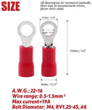 10 pcs Insulated Ring Connector Terminal Lugs RV1.25-4 RV1.25-6 RV1.25-8 AWG22 to AWG16