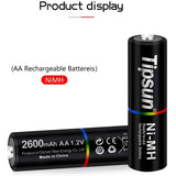 4 pcs Tipsun AA Rechargeable Batteries Ni-MH, 2600mAh High Capacity 1000 Cycle Charged Batteries