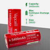 1pc Vapcell battery 26650 5400mah 15A K54 3.7V rechargeable lithium batteries flashlight