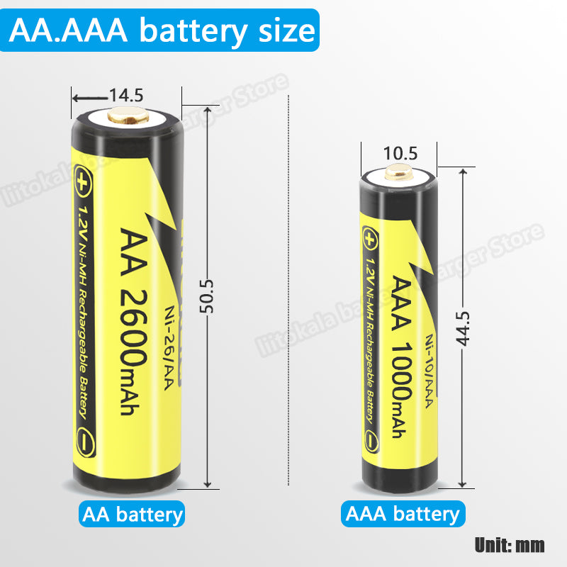 1PC Liitokala 1.2V AA  2600mAh AAA 1100mAh Ni-MH Rechargeable battery High Capacity