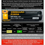 1pc Vapcell 18650 3500mah P1835A button top battery 3.7V USB Rechargeable li ion flashlight