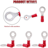 10 pcs Insulated Ring Connector Terminal Lugs RV1.25-4 RV1.25-6 RV1.25-8 AWG22 to AWG16