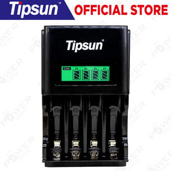 Tipsun 4 Slot Smart Fast Charger for Rechargeable AA and AAA Battery w/ LCD Auto safety shut off