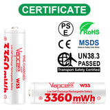 1PC Vapcell  AA 3360 AAA 1100mAh 1.2v NI MH Rechargeable Battery P11 V28 W33