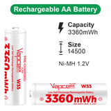 1PC Vapcell  AA 3360 AAA 1100mAh 1.2v NI MH Rechargeable Battery P11 V28 W33