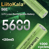LiitoKala Lii-56E 20A Discharge 3.7V 21700 5600mAh Top High-performance Rechargeable Battery