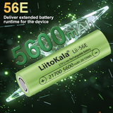 LiitoKala Lii-56E 20A Discharge 3.7V 21700 5600mAh Top High-performance Rechargeable Battery