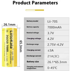 LiitoKala Lii-51S lii-52S 26650 26700 5100mAh 21A Battery 3.7V Li-ion Rechargeable Battery High discharge