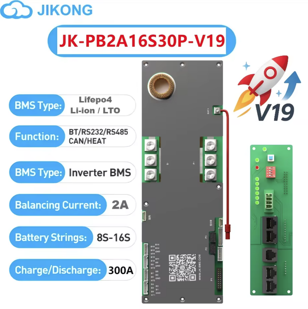 JK Inverter Smart BMS 8-16S 100A-200A RS485 CAN Active balancer 2A Sol ...