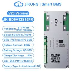 JK BMS BD6A32S15P BD6A32S10P V20 Smart BMS 8S-32S 0.6A Active Balance BMS 100A 150A