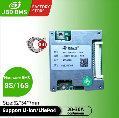 JBD Hardware Li ion BMS 13S 16S 20S 48V 60V 72V 20A to 100A  Lithium Battery BMS