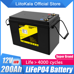 LiitoKala 12v 200ah 150ah 120ah 50ah lifepo4 Solar 12.8V battery solar battery pack Rechargeable