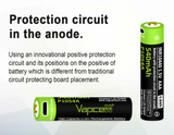 Vapcell AA AAA 540mah 1800mAh 1.5v Lithium Li ion MIcro USB rechargeable button top battery ni mh