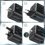 CHOETECH PD5008 PD 30W Fast Charging Travel Adapter 3 USB-A + 1 Type-C US EU AU UK Plug