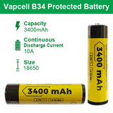 1PC Vapcell 18650 B34 3400mah 10A/25A K25 2500mah 20A/35A 3.7V Li ion battery Flashlight Power Tools