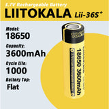 1 PC Liitokala lii-36s 18650 3.7V 3600mah BMS rechargeable Lithium Ion Battery button type