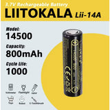 Liitokala 18500 16340 14500 1500mAh Lithium ion Battery Rechargeable lii-14A lii-16A lii-18A