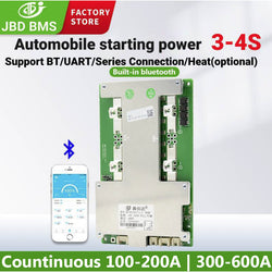 JBD Car Starter BMS 4S 12V 100A 150A 200A Lifepo4 Smart BMS 14.6V 600A Peak Car Starter