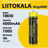 1 PC Liitokala king 4000mAh lii-36s 18650 3.7V rechargeable Lithium Ion Battery button type PCB