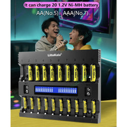 LiitoKala Lii-ND20 20 Slot AA AAA 1.2V LCD Smart Battery Charger  Multiple Protection