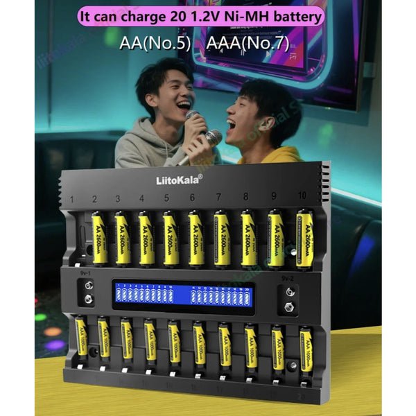 LiitoKala Lii-ND20 20 Slot AA AAA 1.2V LCD Smart Battery Charger  Multiple Protection