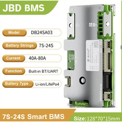 JBD Smart BMS DB24SA03 SP14S004 7S-24S 20 to 80A Lifepo4 Lithium ion Bluetooth 24V 48V 60V