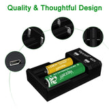 Vapcell Q1 Q2S Lithium ion Battery Charger 1 & 2 Slot 18650 21700 22650 25500 26650 Li-Ion